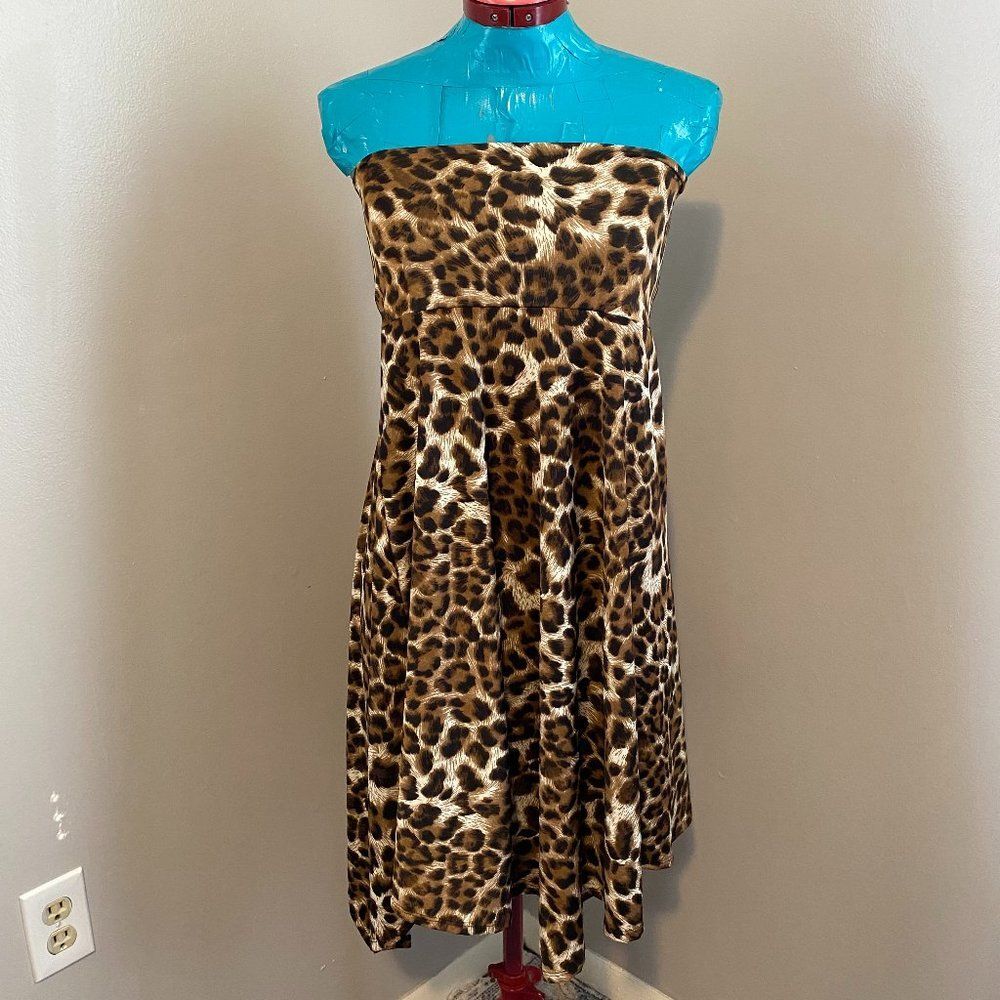 Sunny Leigh Boho Leopard Print Strapples Mini Dress Size XS